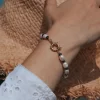 Bracelet perles de culture agate mousse